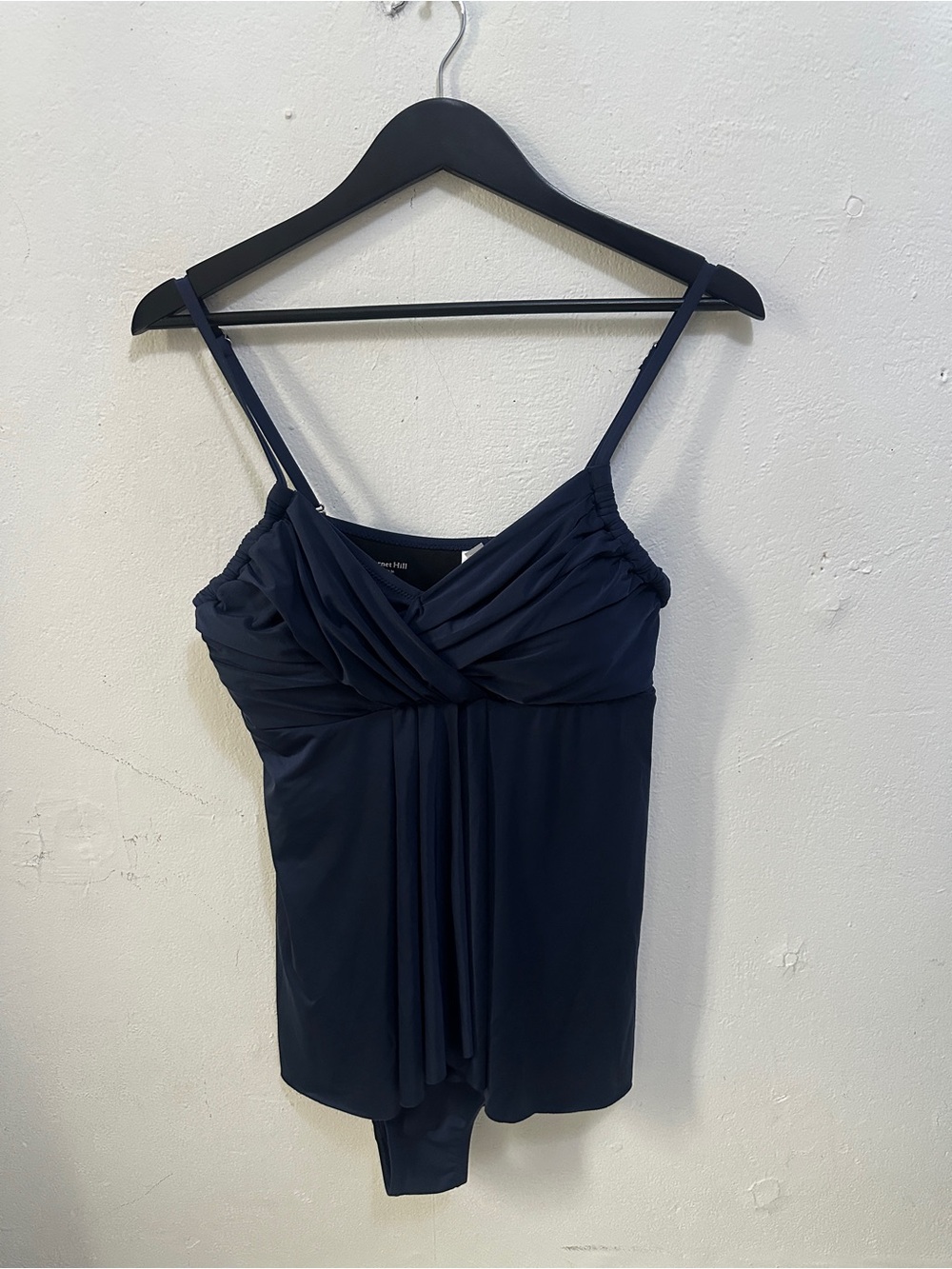 Garnet Hill Women’s 10 Navy Ruched One Piece Swimsuit Swim Dress Surplice